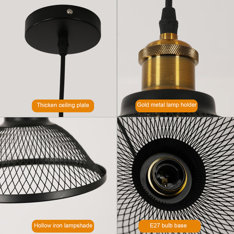 Lámpara colgante industrial, casquillo E27, compatible con todas las bombillas E27 (bombilla no incluida)