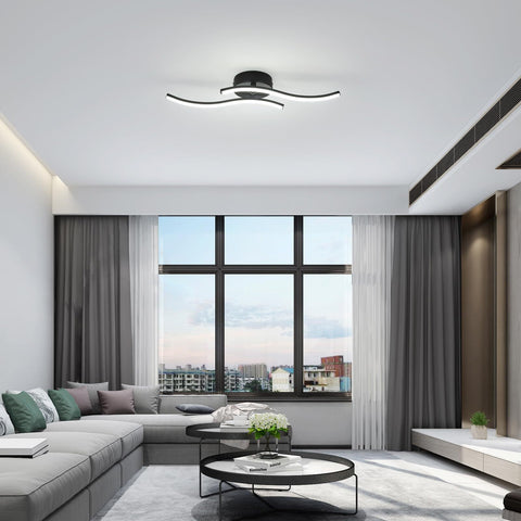 Luces de Techo LED, 2 Paralelos Negros, Luz Blanca Fría 12W 6500K, 60*12 CM, para Sala de Estar del Dormitorio