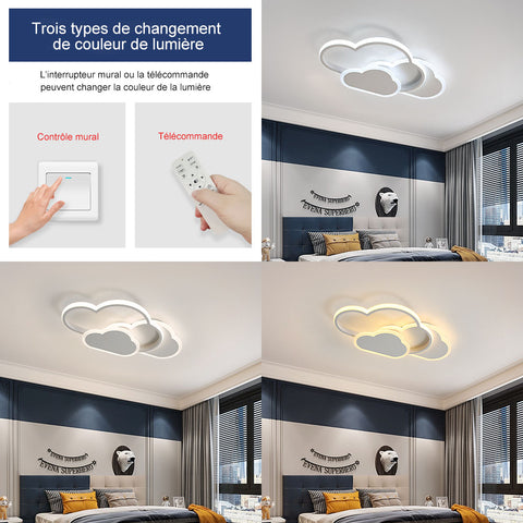 Luz de techo en la nube, lámpara de techo LED creativa de 32 vatios con control remoto regulable 3000-6500k 2800lm L42 * H6cm, iluminación de dibujos animados para sala de estar, habitación infantil, habitación para niños y niñas