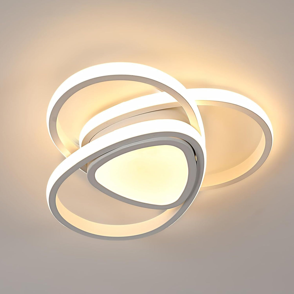 Creatieve LED-plafondlamp, wit*3 rond, 49W 3000K warm wit licht, aluminium 40CM, voor woonkamer slaapkamer