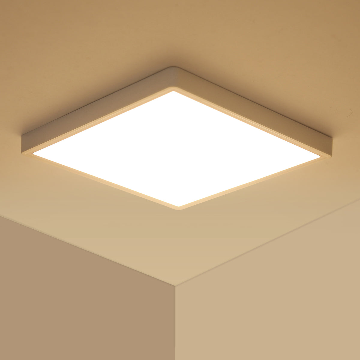 Vierkante LED-plafondlamp van 24 W, 3000 K warm wit licht, trillingsvrij, 2100 lumen, CRI 80+, levensduur 30.000 uur, slank en modern ontwerp