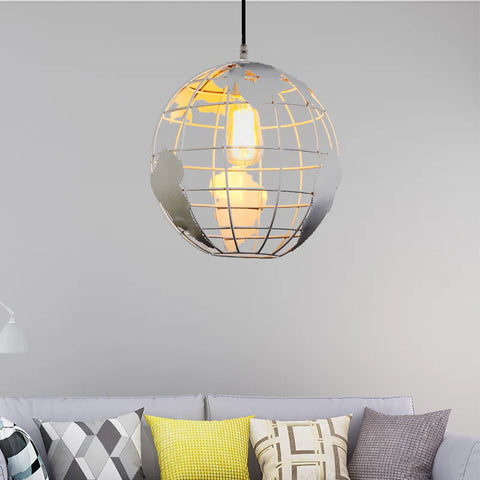 Lámpara Colgante De Bola, Lámparas Colgantes Vintage Industri con Diseño De Globo De Hierro, Lámpara De Techo para Sala De Estar, Comedor, Pasillo, Restaurante (Blanco) Sin Bombilla