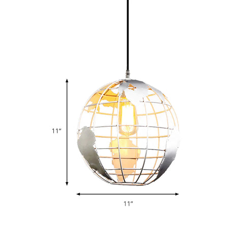 Lámpara Colgante De Bola, Lámparas Colgantes Vintage Industri con Diseño De Globo De Hierro, Lámpara De Techo para Sala De Estar, Comedor, Pasillo, Restaurante (Blanco) Sin Bombilla