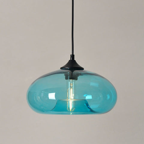 Lámpara colgante colorida colgante de vidrio moderna para sala de estar, bar, cocina, restaurante, cafetería, comedor, accesorios de iluminación nórdicos para el hogar (color azul)