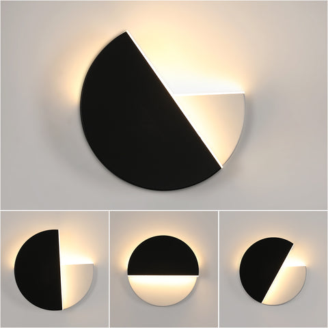 Aplique LED simple y moderno, aplique giratorio negro, luz cálida de 8W