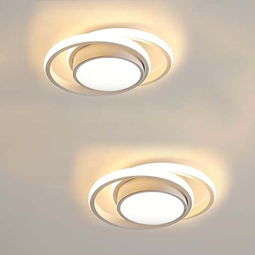 2 pièces Plafonnier LED 32W Design moderne Blanc Chaud 3000K Rond Lampe de Plafond Pour salon chambre à coucher salle à manger bureau Blanc 28cm