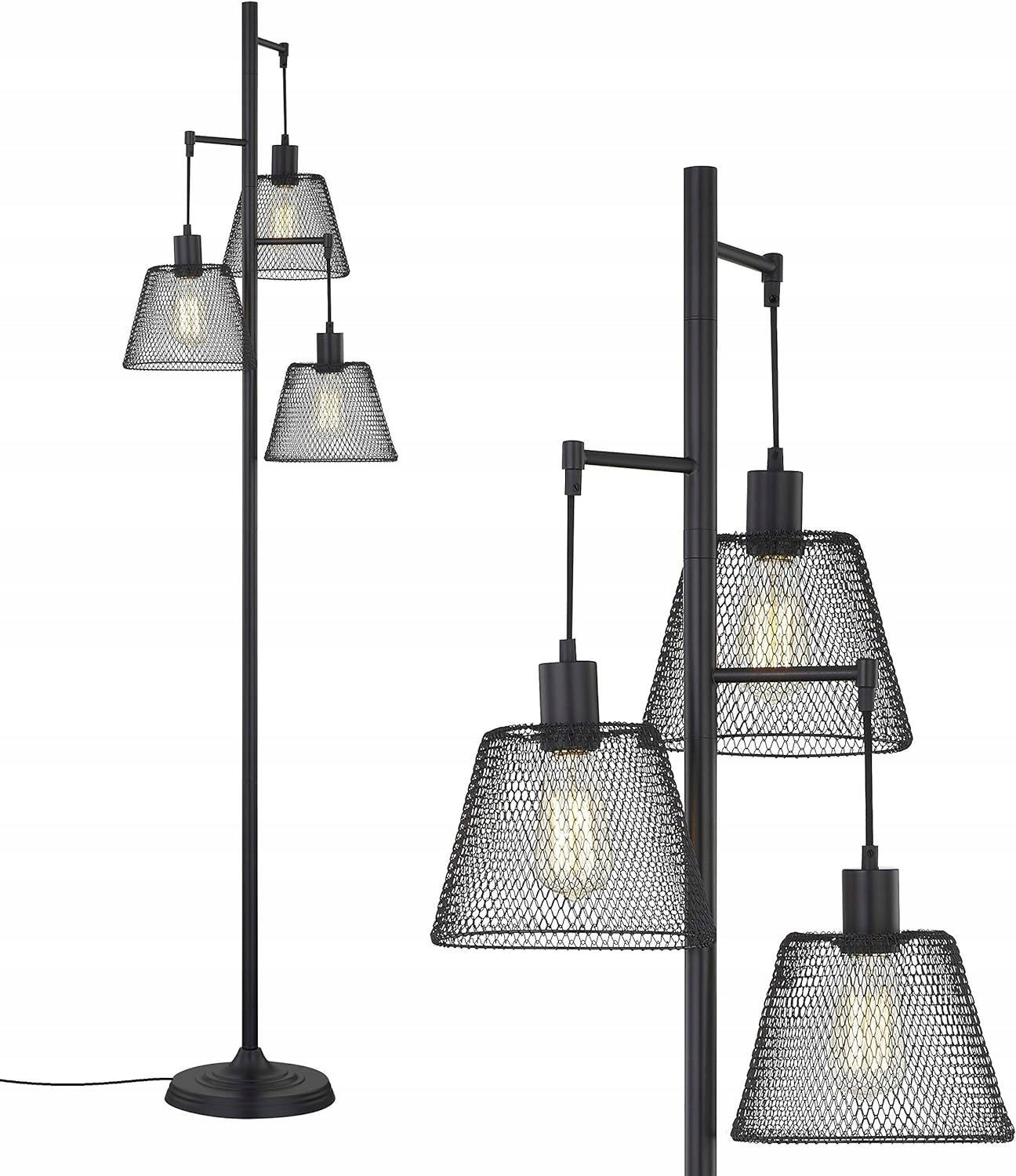 Lampadaire Retro noir E27 170cm, en métal, sans ampoules