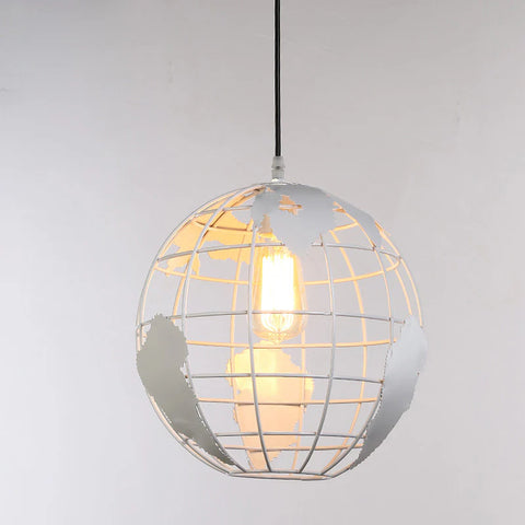 Lámpara Colgante De Bola, Lámparas Colgantes Vintage Industri con Diseño De Globo De Hierro, Lámpara De Techo para Sala De Estar, Comedor, Pasillo, Restaurante (Blanco) Sin Bombilla