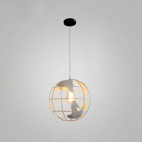 Lámpara Colgante De Bola, Lámparas Colgantes Vintage Industri con Diseño De Globo De Hierro, Lámpara De Techo para Sala De Estar, Comedor, Pasillo, Restaurante (Blanco) Sin Bombilla