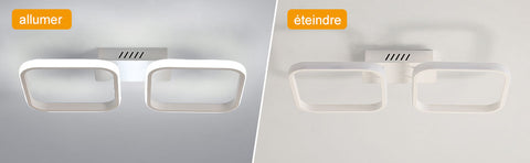 Plafón LED moderno, 2 plafones cuadrados blancos para cocina, dormitorio, pasillo, 32W Diámetro 50 cm