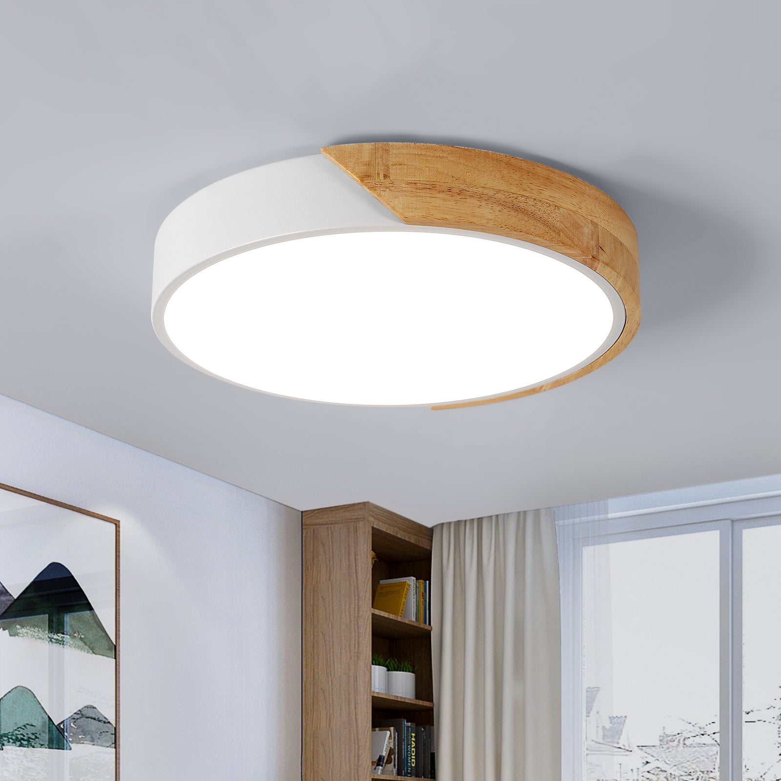 LED Plafonnier Bois Rond 30W