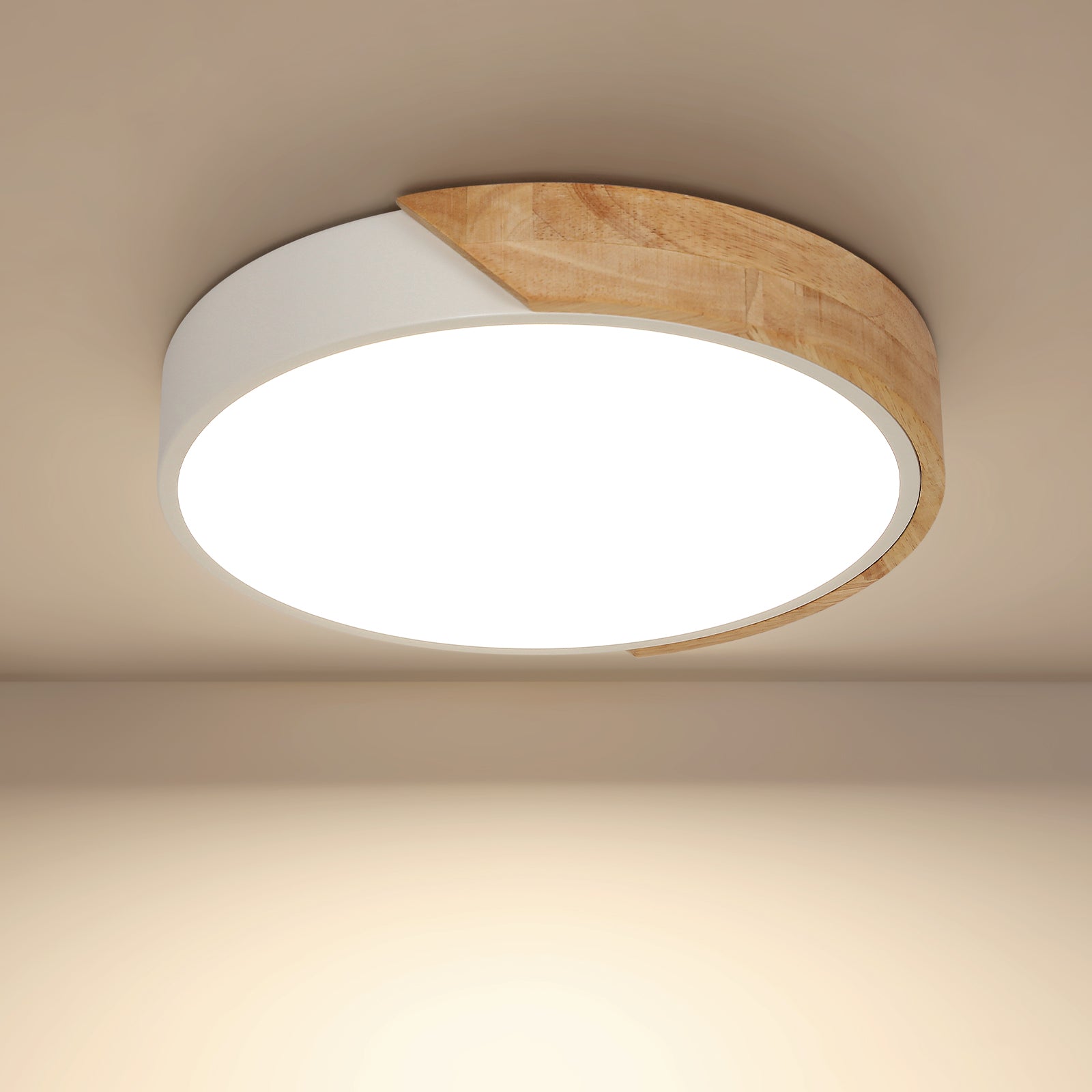 Plafonnier LED Bois Rond 30W