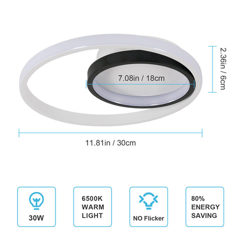 Plafón LED redondo de aluminio, plafón 30W 6500K