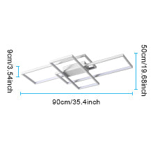 Luz de techo LED 54W Diseño moderno Blanco frío 6000K Lámpara de techo rectangular para sala de estar Dormitorio Comedor Oficina Blanco