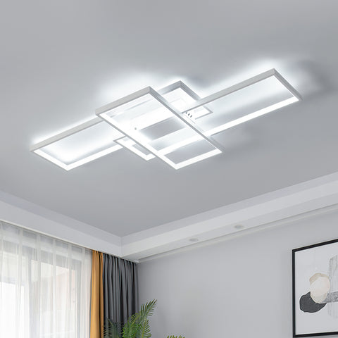 Luz de techo LED 54W Diseño moderno Blanco frío 6000K Lámpara de techo rectangular para sala de estar Dormitorio Comedor Oficina Blanco