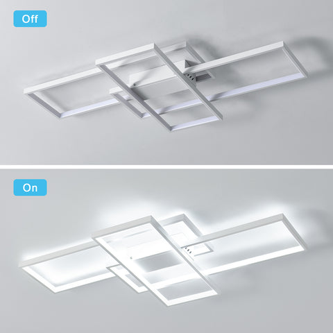 Luz de techo LED 54W Diseño moderno Blanco frío 6000K Lámpara de techo rectangular para sala de estar Dormitorio Comedor Oficina Blanco