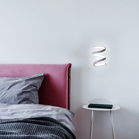 Lámpara de pared LED para interiores, lámpara de pared en espiral blanca de 18W, lámpara de pared moderna para dormitorio, pasillo, oficina, luz blanca fría 6500K