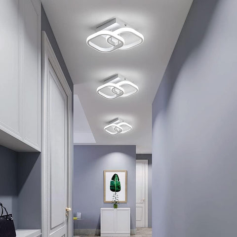 Lámpara de techo LED de 24 W, diseño moderno, lámpara de techo circular cuadrada para cocina, comedor, dormitorio, pasillo, entrada, balcón, paquete de 2, blanco frío 6000 K