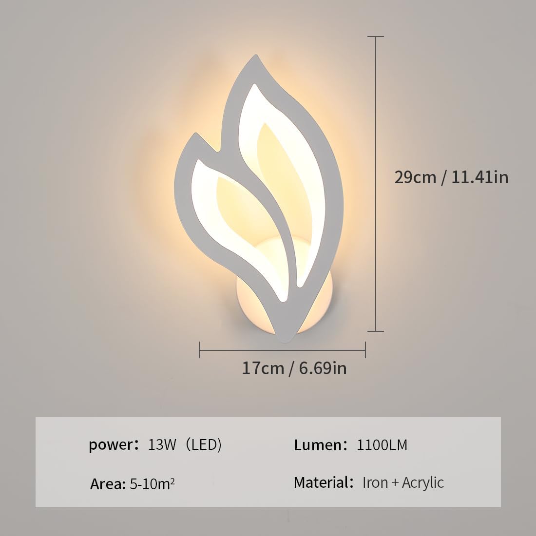 Tableau des dimensions des lampes murales 