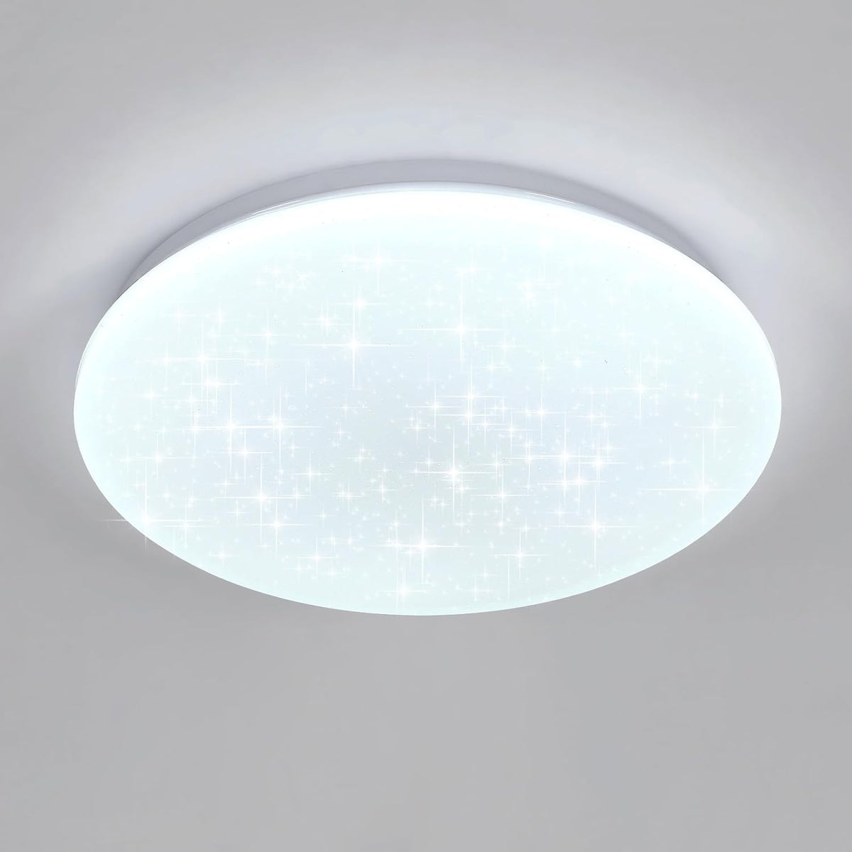 Lámpara de techo, lámpara de techo redonda de 24 W con efecto estrella, lámpara de araña LED, lámpara de techo moderna para cocina, dormitorio infantil, pasillo, dormitorio, baño, blanco frío 6500 K