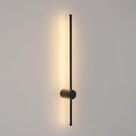 Lámpara de pared LED moderna con forma de línea, giratoria de 360°, blanco cálido, 3000 K, para salón, dormitorio, pasillo, entrada, color negro, 80 cm
