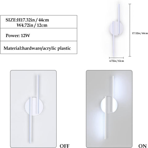 Lámpara de pared LED para interiores, lámpara de pared moderna, apliques de aluminio para sala de estar, pasillo, baño, escalera, luz nocturna (blanca), luz blanca fría de 6500K
