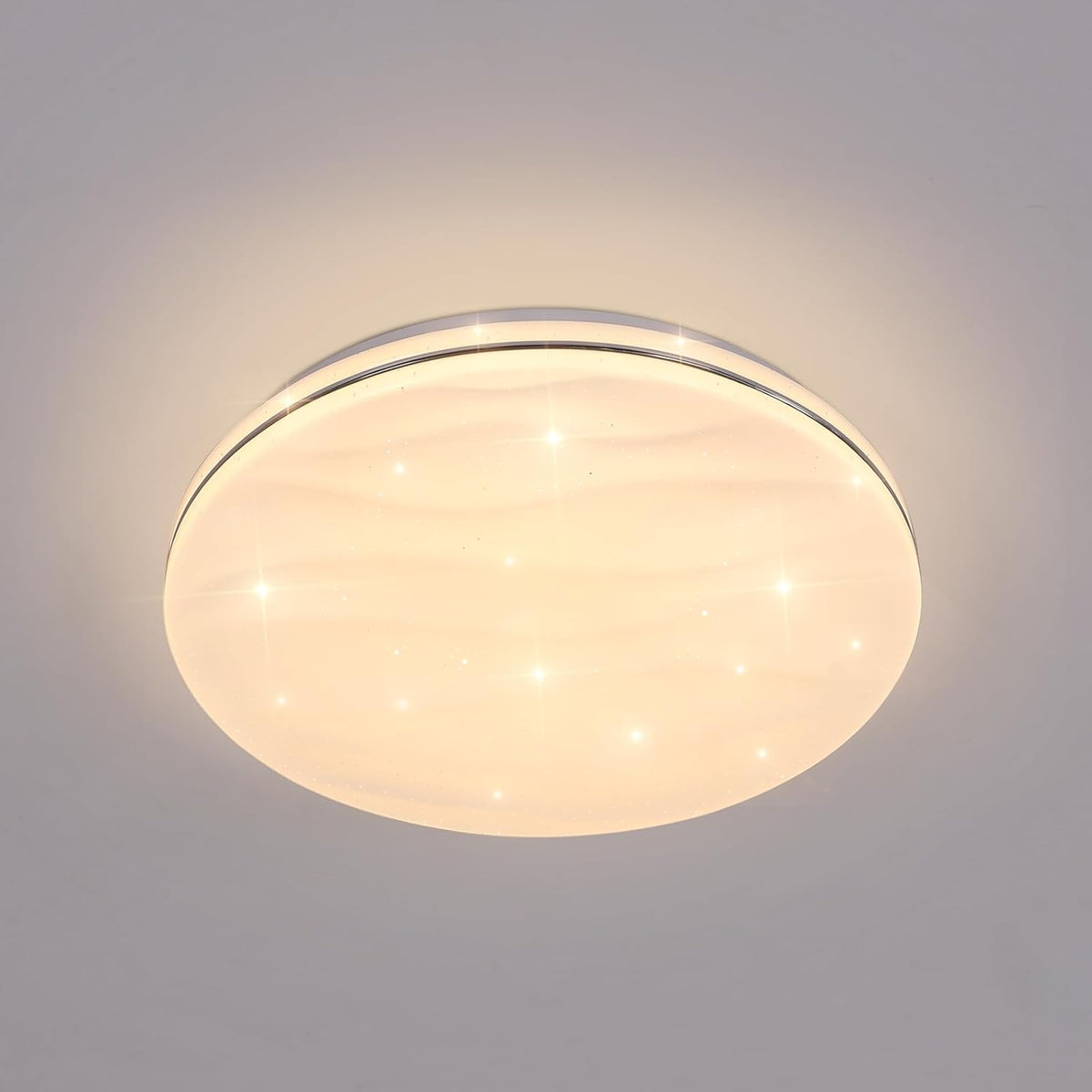 Luminaire Plafonnier Led Étoilé, 24W Lampe de Plafond pour Chambre Enfant Lumiere Chaude 3000K, Lustre Led Plafonnier Moderne Ronde pour Cuisine Couloir Coucher Salle De Bain