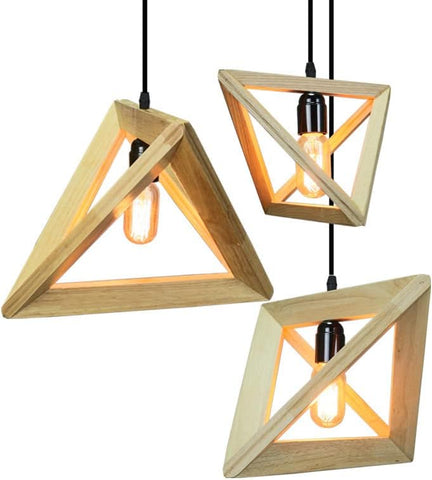 E27 Luces colgantes creativas Luz de techo de madera industrial Iluminación moderna Iluminación contemporánea Colgantes Luces de techo Accesorio de iluminación (forma de triángulo) no incluido Bombilla