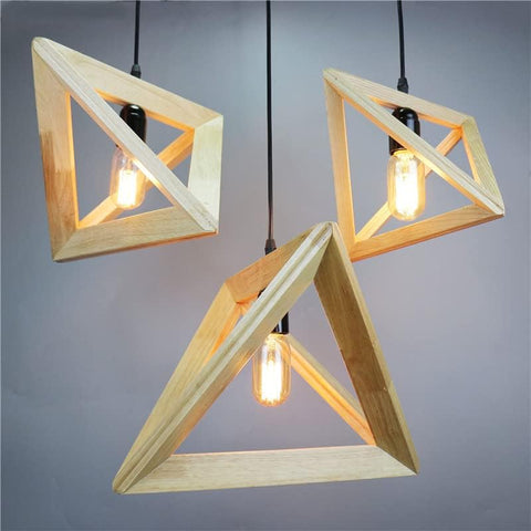 E27 Luces colgantes creativas Luz de techo de madera industrial Iluminación moderna Iluminación contemporánea Colgantes Luces de techo Accesorio de iluminación (forma de triángulo) no incluido Bombilla