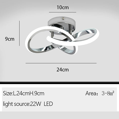 Lámpara de techo LED, lámpara de techo de moda simple, plateada, luz blanca de 6500 K, 22 W