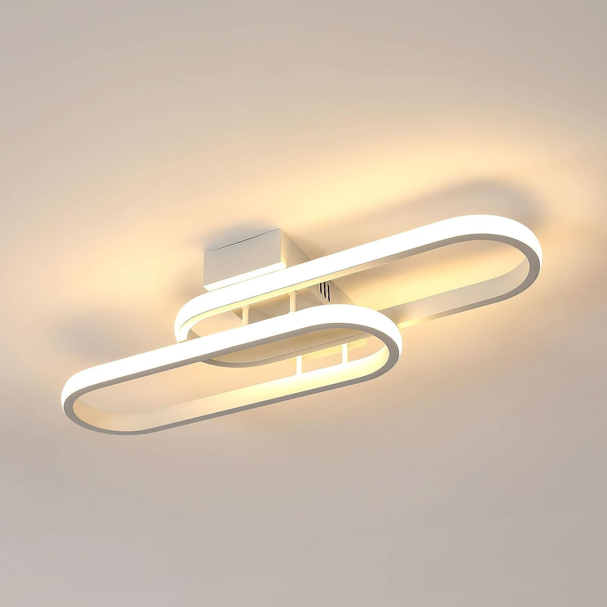 Lámpara de techo LED de 32 W, 3600 lm, lámpara de techo moderna, lámpara de techo acrílica para sala de estar, dormitorio, cocina, baño, pasillo, balcón, 50 cm (blanco), luz blanca cálida 3000 K