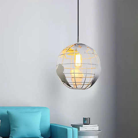 Lámpara Colgante De Bola, Lámparas Colgantes Vintage Industri con Diseño De Globo De Hierro, Lámpara De Techo para Sala De Estar, Comedor, Pasillo, Restaurante (Blanco) Sin Bombilla