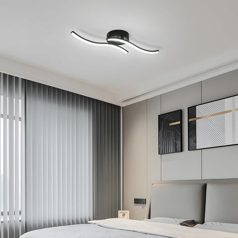 Luces de Techo LED, 2 Paralelos Negros, Luz Blanca Fría 12W 6500K, 60*12 CM, para Sala de Estar del Dormitorio