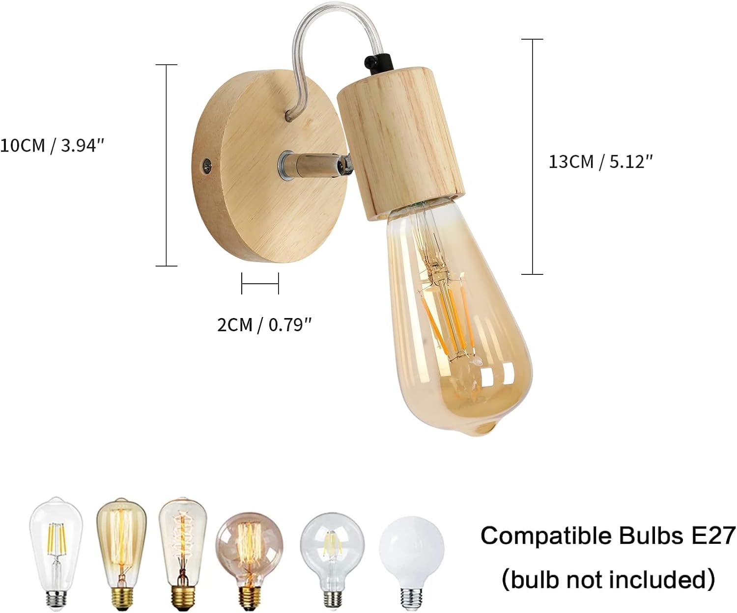 Tableau des dimensions des lampes murales 