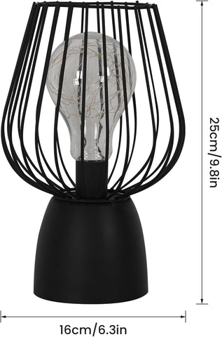 Lámpara De Noche Jaula, Lámpara De Mesa Hueca, Luz Cálida LED De 3000 K - Lámpara De Mesa Portátil Inalámbrica (Sin Batería)