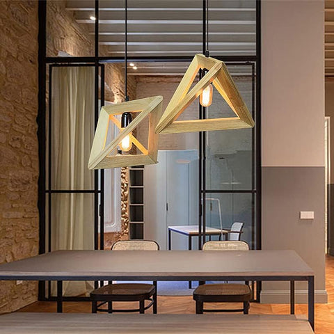 E27 Luces colgantes creativas Luz de techo de madera industrial Iluminación moderna Iluminación contemporánea Colgantes Luces de techo Accesorio de iluminación (forma de triángulo) no incluido Bombilla