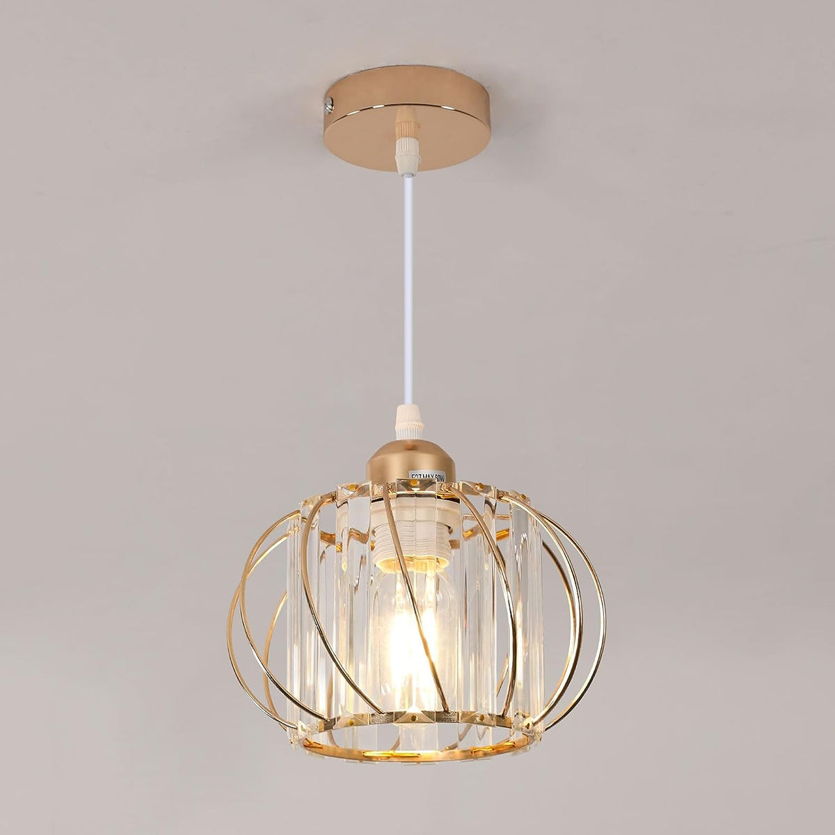 Suspension en Cristal Moderne Sphérique Lustre E27 Base Pour salon chambre à coucher salle à manger bureau Bar Café Or (Ampoule non incluse)