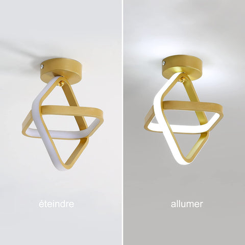 Lámpara de techo LED de 22 W, lámpara de techo de metal moderna, iluminación de techo cuadrada dorada para sala de estar decorativa, comedor, dormitorio, luz blanca fría de 6000 K