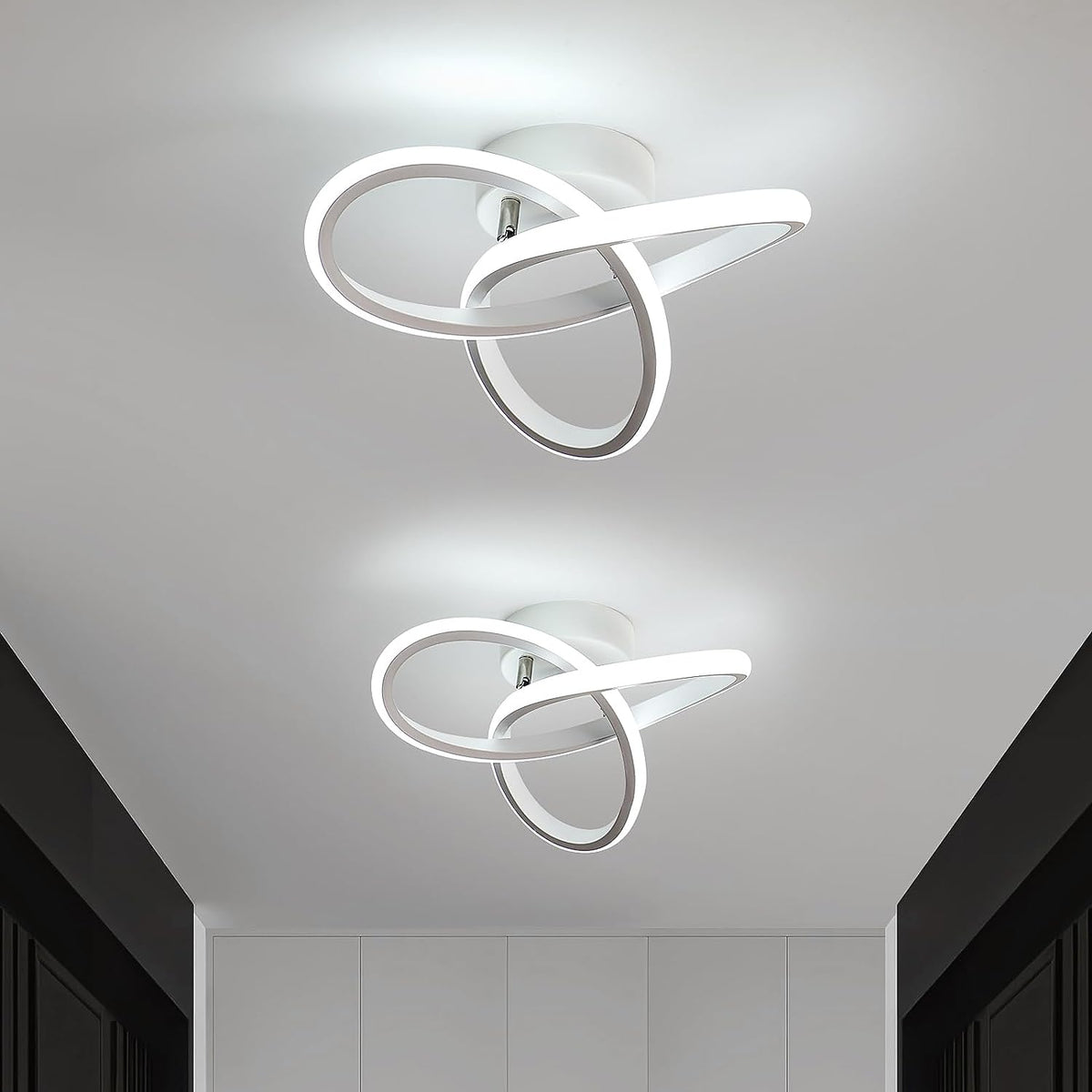 Plafonnier LED Moderne, 22W Lampe de Plafond, Plafonnier LED Design en Forme de Fleur pour Chambre Cuisine Salon Couloir Salle à Manger Balcon (2 Pack Lumière Blanc Froid 6500K)