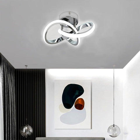 Lámpara de techo LED, lámpara de techo de moda simple, plateada, luz blanca de 6500 K, 22 W
