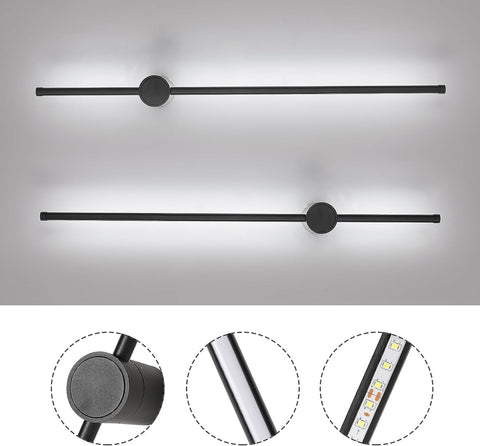 Aplique De Pared Interior, Aplique De Pared Led Giratorio De 360 ​​​​° 6500 K Blanco Frío, Lámpara De Pared Negra Moderna para Dormitorio, Sala De Estar, Comedor, Pasillo, Escaleras, 100 Cm