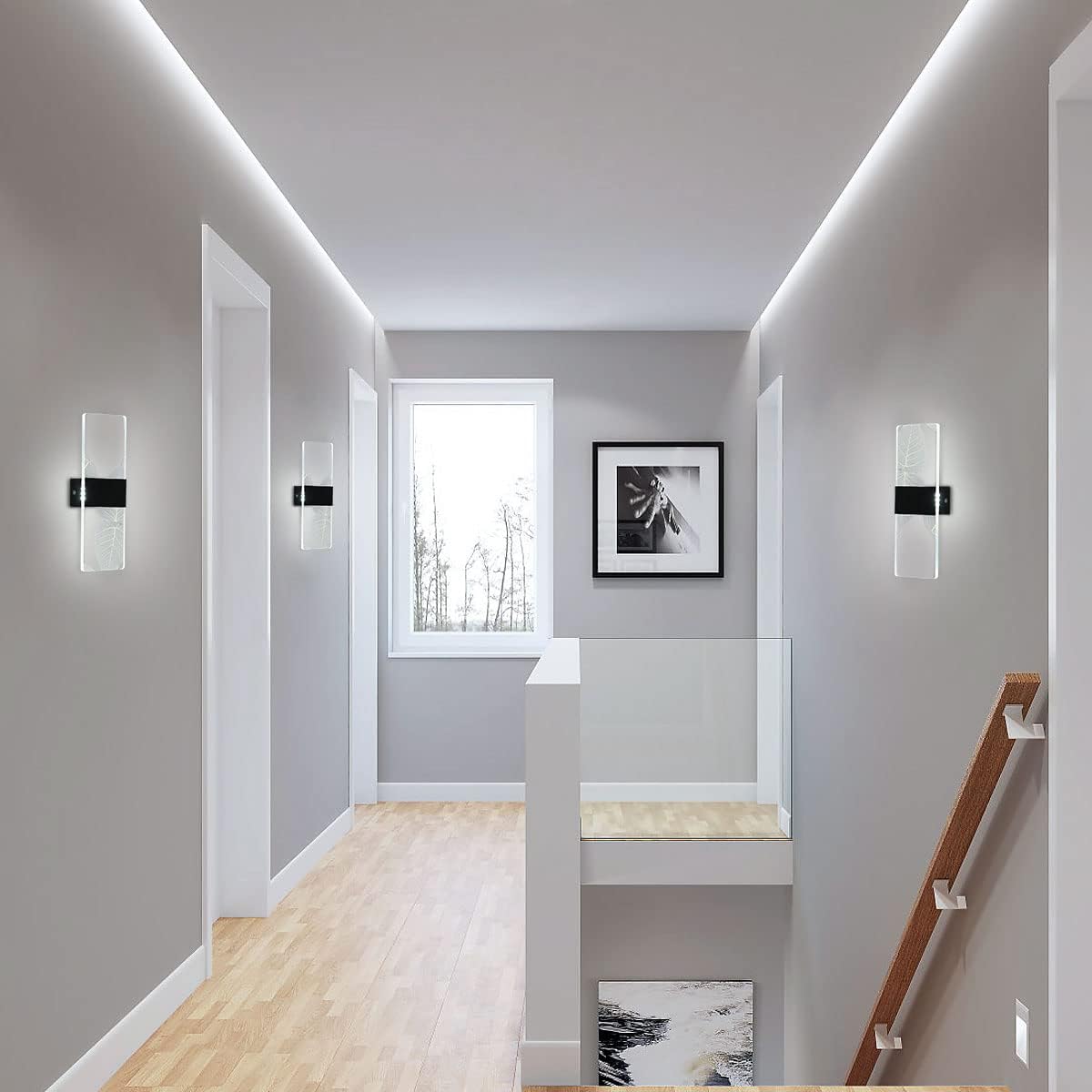 Applique Murale LED, 12W Applique Murale Acrylique Plume, 6500K Lumière Blanche Chaude