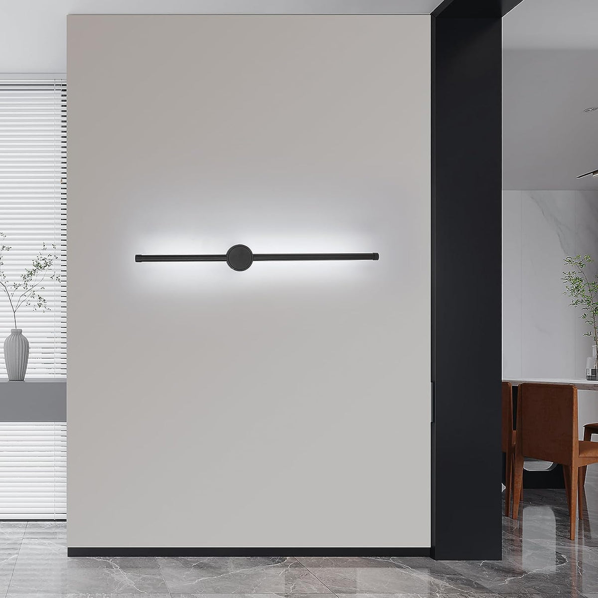 Aplique De Pared Interior, Aplique De Pared Led Giratorio De 360 ​​​​° 6500 K Blanco Frío, Lámpara De Pared Negra Moderna para Dormitorio, Sala De Estar, Comedor, Pasillo, Escaleras, 80 Cm