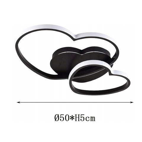 Lámpara de techo LED en forma de corazón - Negro 39W - Blanco cálido 3000K - Ideal para dormitorio infantil Sala de estar Entrada al pasillo
