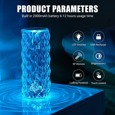 Lámpara de escritorio LED y lámpara de noche acrílica con control remoto táctil, 16 colores y 4 modos, luz ambiental RGB que cambia de color