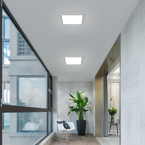 Lámpara de techo LED moderna ultrafina - Cuadrada 30 cm, blanca, 36 W, luz blanca - Perfecta para salón y dormitorio