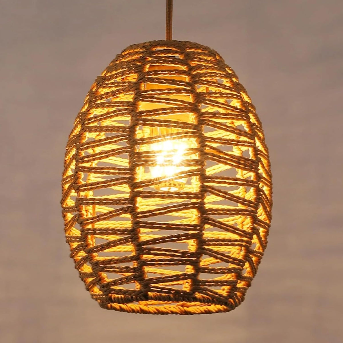 Ręcznie tkany żyrandol w stylu vintage rattanowa lampa wisząca, klosz w stylu retro Boho, lampa sufitowa E27 do salonu, sypialni - linia 120 cm