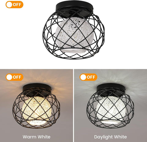 Lámpara de techo vintage E27, lámpara de techo industrial, lámpara colgante de jaula de metal negro para sala de estar, cocina, dormitorio, cafetería y bar