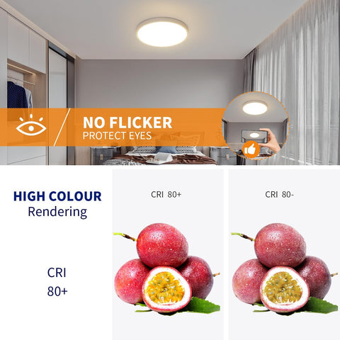 Lámpara de Techo LED Ø30cm 24W 2160LM Lámpara de Techo IP44 Lámpara de Techo de Baño LED para Dormitorio, Baño, Cocina, Pasillo, Balcón Luz Blanca Neutra 4500K