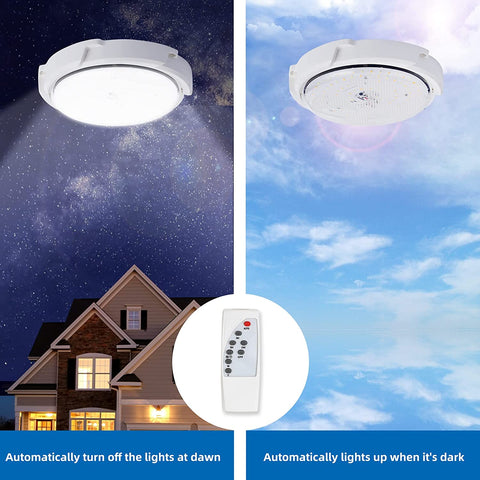 Lámpara solar para exteriores, lámpara de techo con control remoto, iluminación solar impermeable IP54 para jardín, 80 W, temperatura de color ajustable 3000 K/4500 K/6000 K